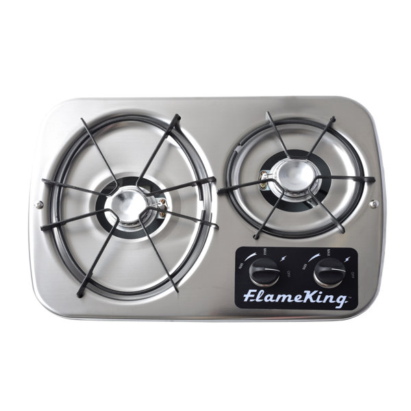Flame King LP Gas DropIn 2 Burner RV Cooktop Stove Stainless Steel